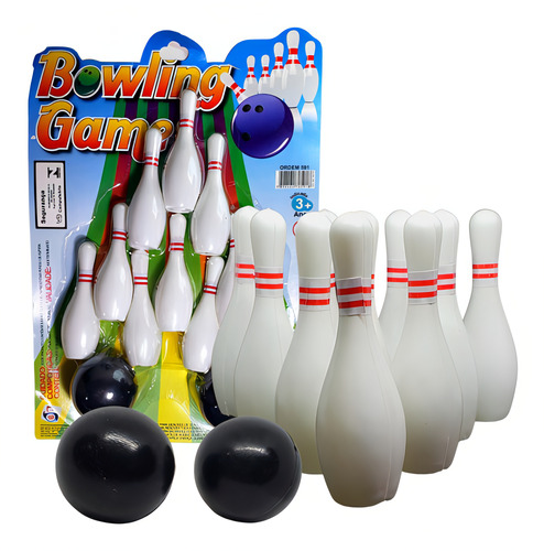 Jogo De Boliche Infantil, 8 Pinos De 10 Cm 2 Bolas De 5 Cm Bowling Game